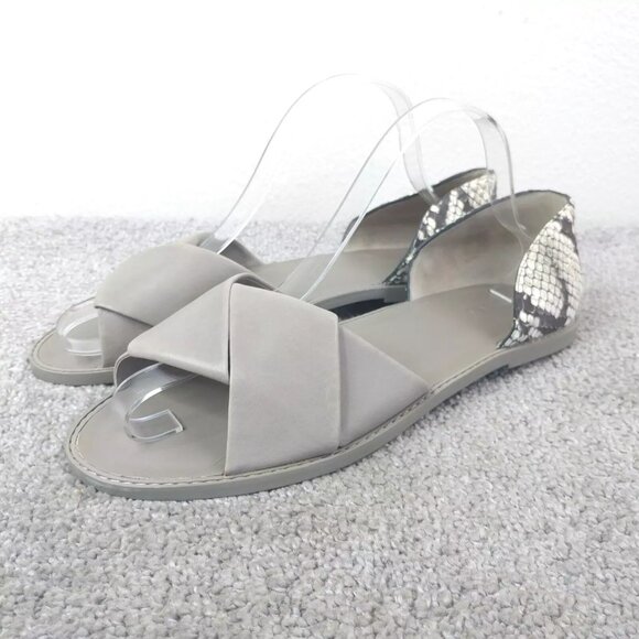 Vince D'Orsay Sandals Womens 10 Slip On Shoes Idara Flat Twist Snake Print - Picture 1 of 10